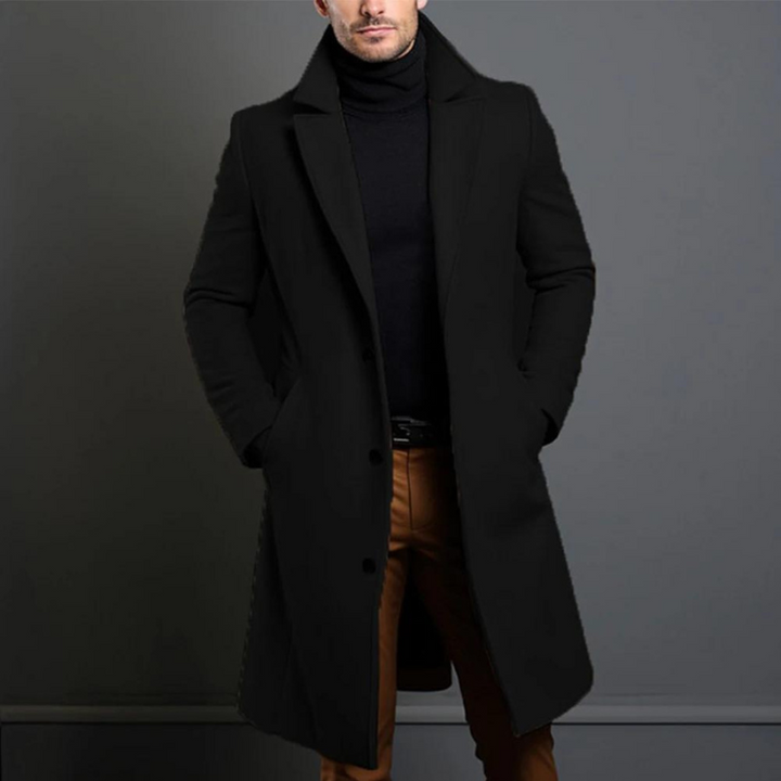Sobretudo de lã para homem – Casaco comprido de corte elegante para uso profissional e no inverno
