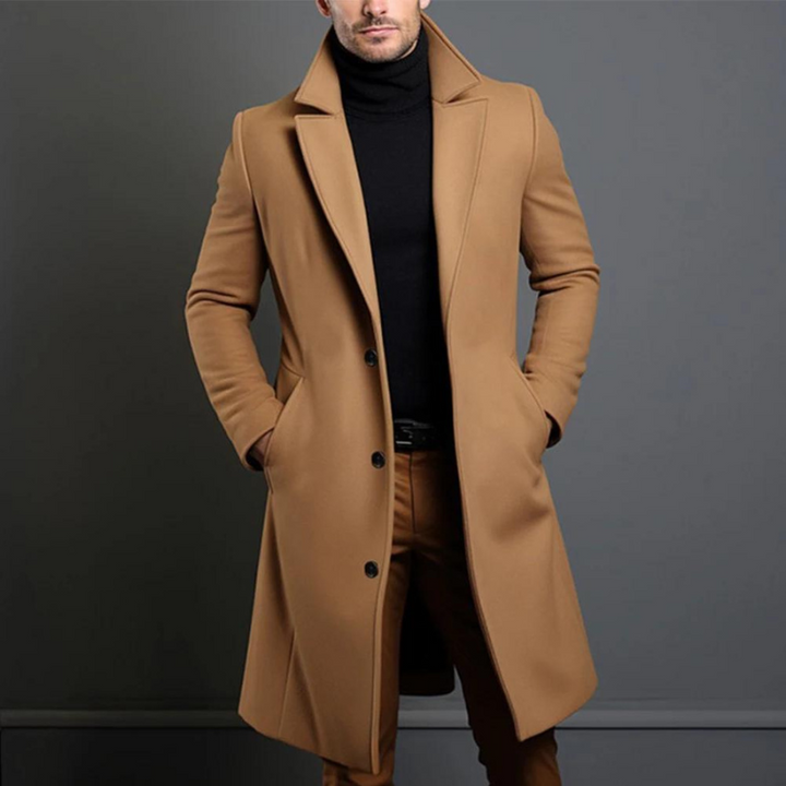 Sobretudo de lã para homem – Casaco comprido de corte elegante para uso profissional e no inverno