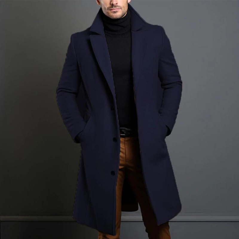 Sobretudo de lã para homem – Casaco comprido de corte elegante para uso profissional e no inverno