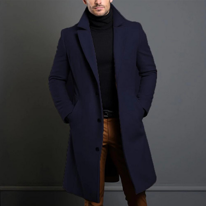 Sobretudo de lã para homem – Casaco comprido de corte elegante para uso profissional e no inverno