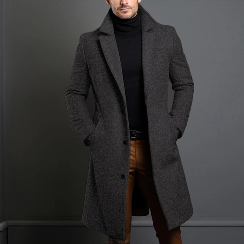 Sobretudo de lã para homem – Casaco comprido de corte elegante para uso profissional e no inverno