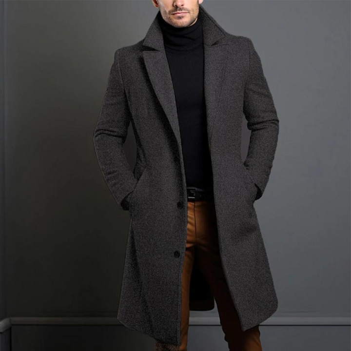 Sobretudo de lã para homem – Casaco comprido de corte elegante para uso profissional e no inverno