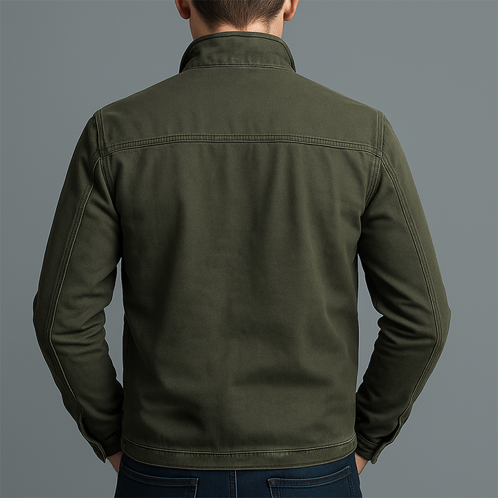 Casaco Vintage com Fecho para Homem – Camada de Outono/Inverno com Gola Alta para Uso Diário