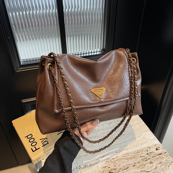 Mala de Ombro com Alça de Corrente Creme para Mulher Estilo Retro