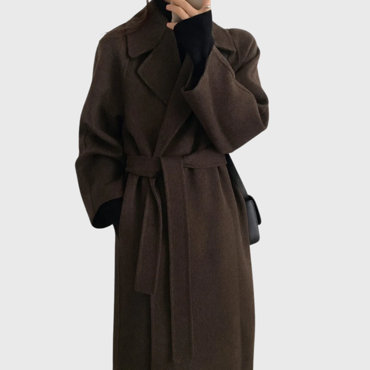 Casaco de lã com cinto para mulher – agasalho de inverno quente e elegante