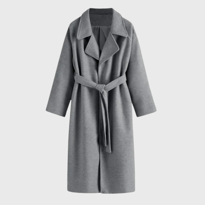 Casaco de lã com cinto para mulher – agasalho de inverno quente e elegante
