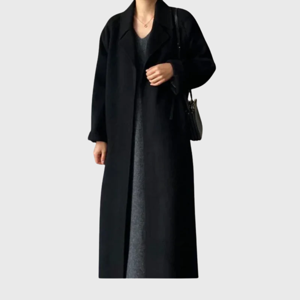 Casaco de lã com cinto para mulher – agasalho de inverno quente e elegante