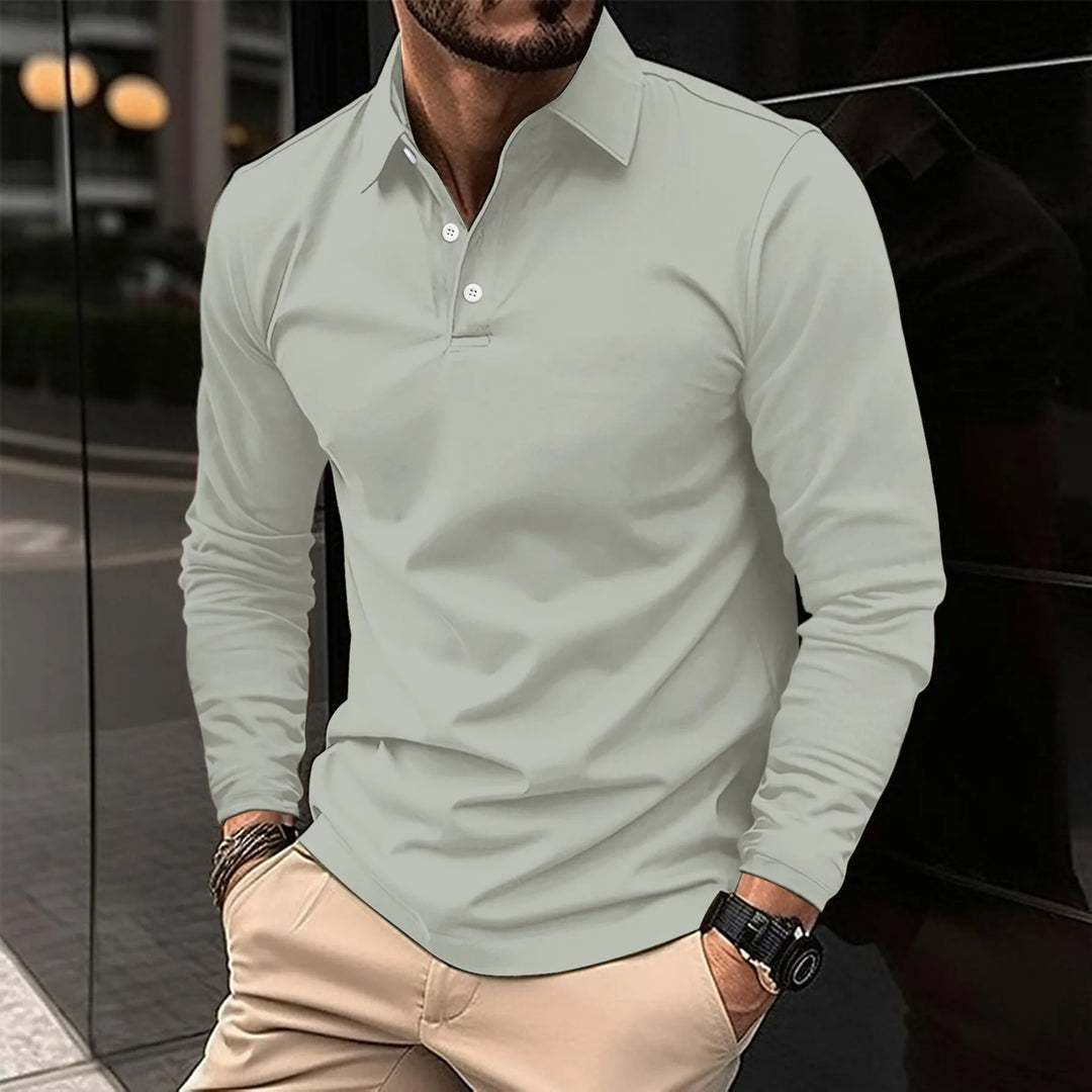 Camisa polo masculina slim fit com mangas compridas