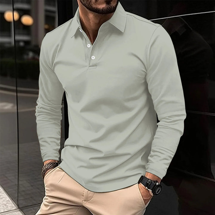 Camisa polo masculina slim fit com mangas compridas