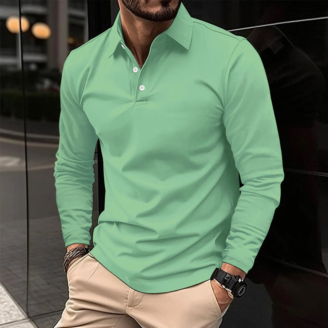Camisa polo masculina slim fit com mangas compridas