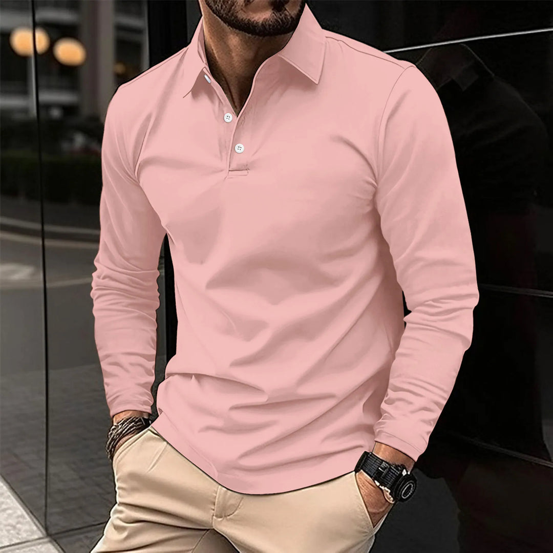 Camisa polo masculina slim fit com mangas compridas