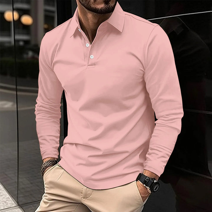 Camisa polo masculina slim fit com mangas compridas
