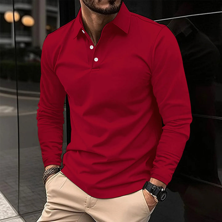 Camisa polo masculina slim fit com mangas compridas