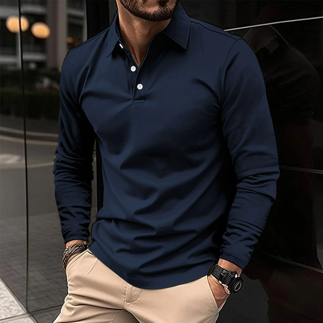 Camisa polo masculina slim fit com mangas compridas