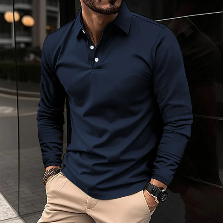 Camisa polo masculina slim fit com mangas compridas