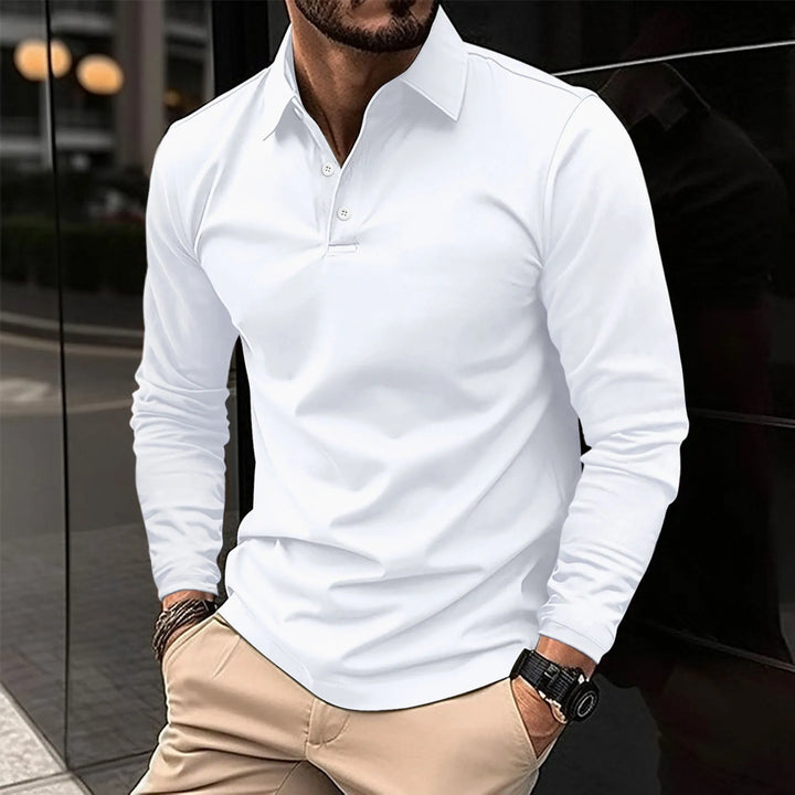 Camisa polo masculina slim fit com mangas compridas