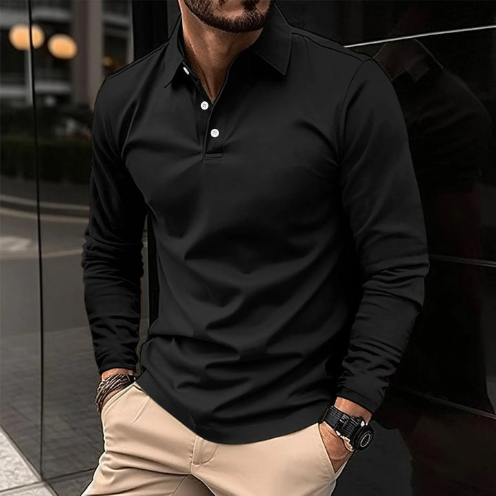 Camisa polo masculina slim fit com mangas compridas