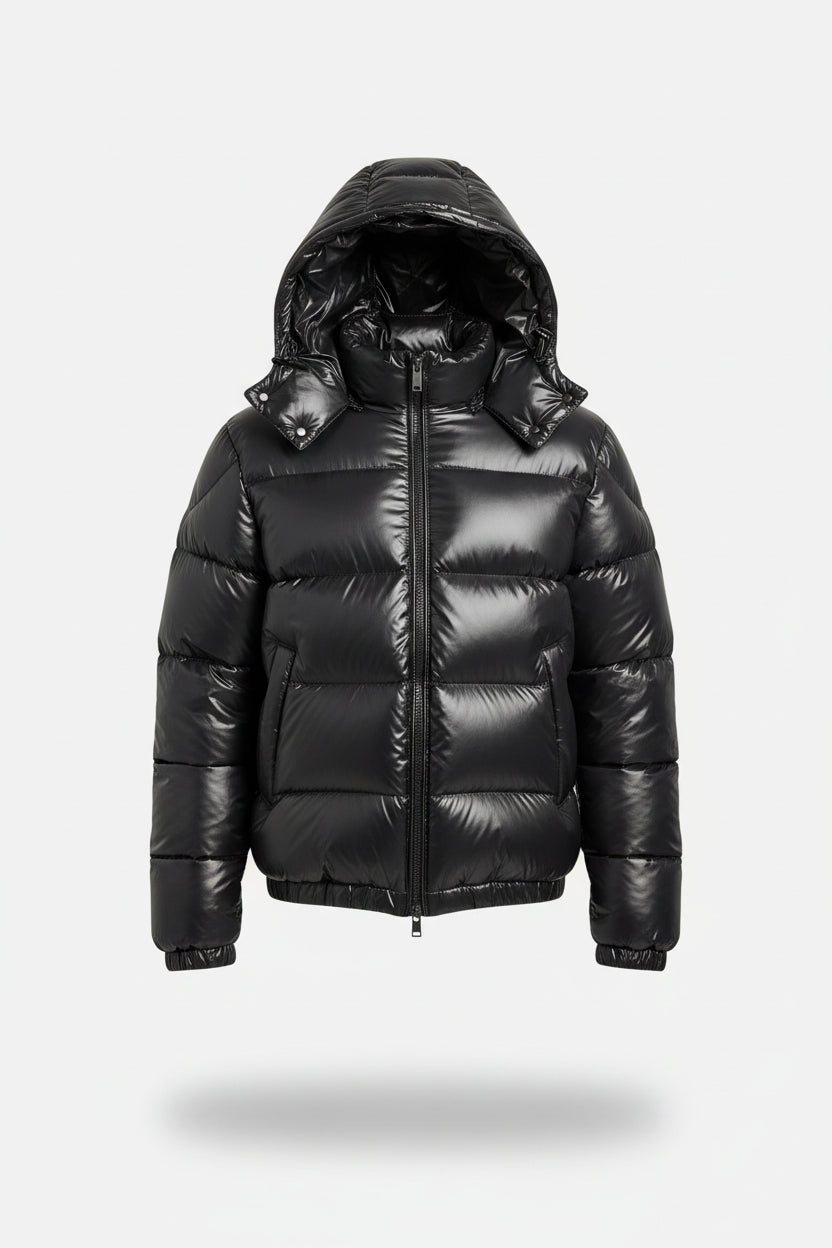 Casaco acolchoado masculino com forro de sherpa e capuz – casaco acolchoado quente para atividades ao ar livre e moda urbana