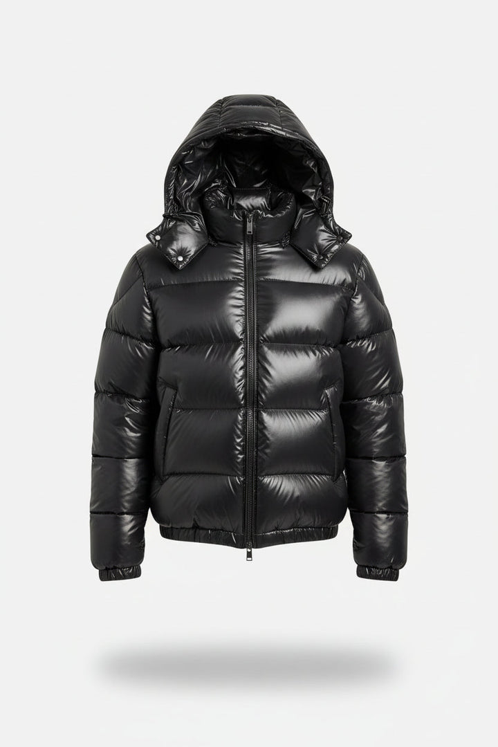 Casaco acolchoado masculino com forro de sherpa e capuz – casaco acolchoado quente para atividades ao ar livre e moda urbana