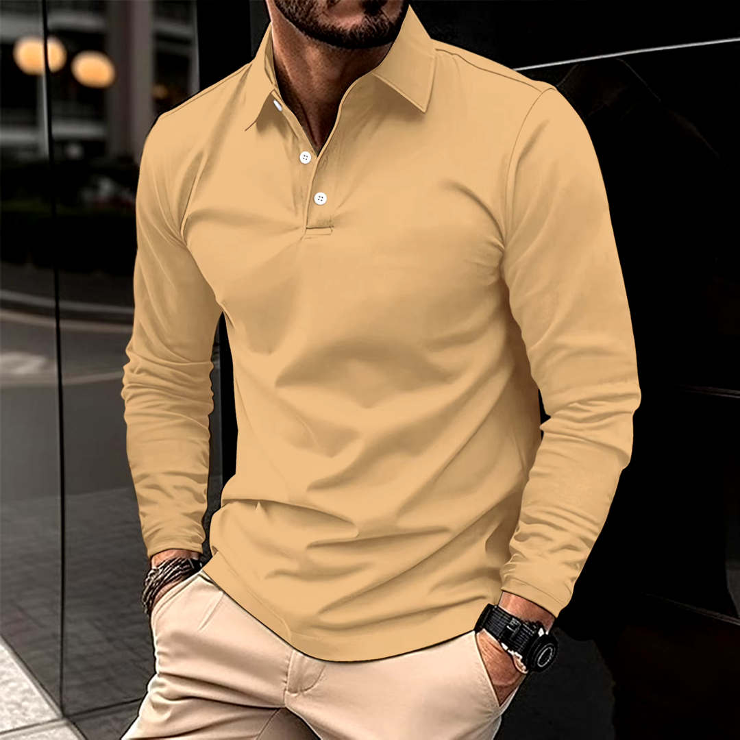 Camisa polo masculina slim fit com mangas compridas