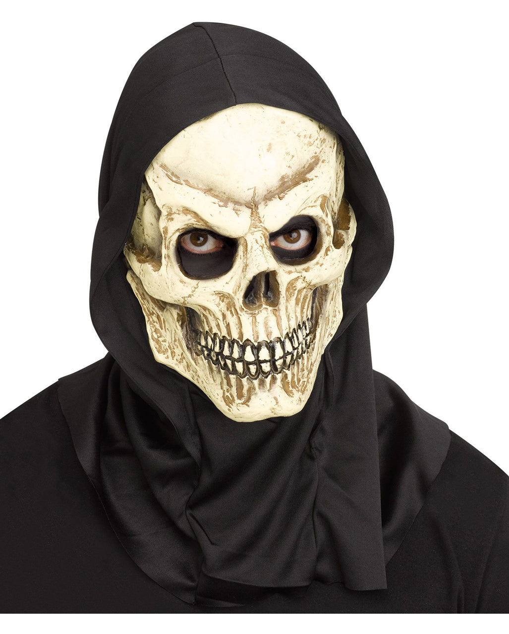 Capuz-máscara de caveira decomposta para adulto, horror de Halloween